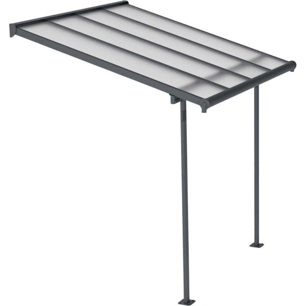 Pergola à adosser en aluminium gris et polycarbonate Sierra