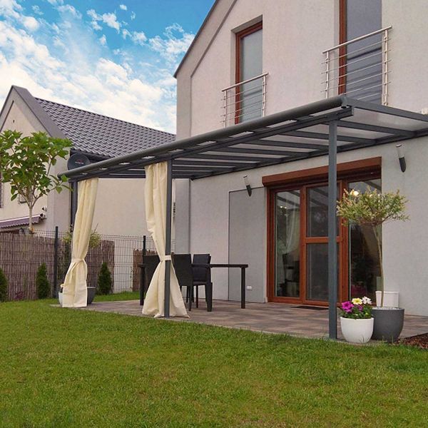 Pergola à adosser en aluminium gris et polycarbonate Sierra - 8