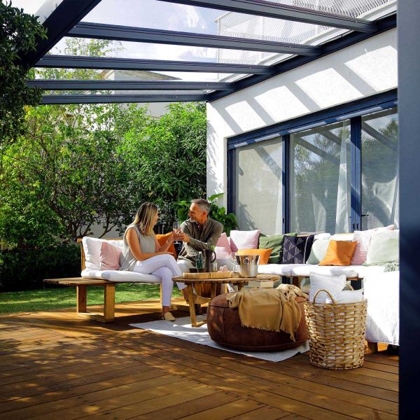 Pergola à adosser en aluminium gris et polycarbonate Stockholm - 7