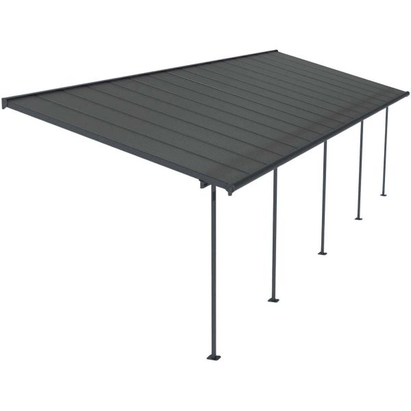 Pergola à adosser en aluminium et polycarbonate gris Capri