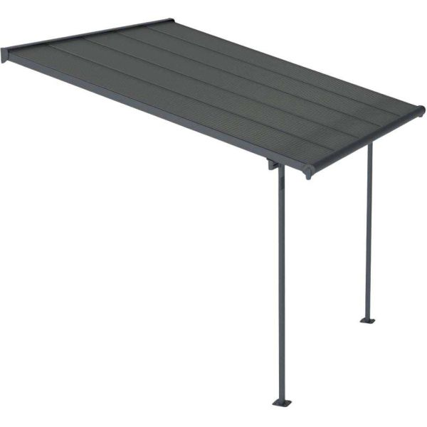 Pergola à adosser en aluminium et polycarbonate gris Capri