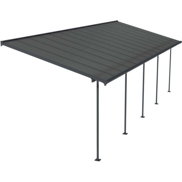 Pergola à adosser en aluminium et polycarbonate gris Capri