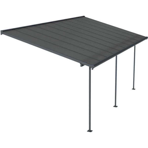 Pergola à adosser en aluminium et polycarbonate gris Capri