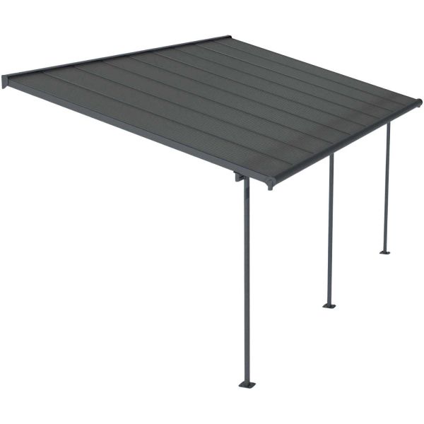 Pergola à adosser en aluminium et polycarbonate gris Capri