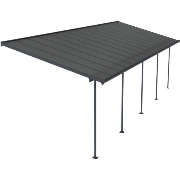 Pergola à adosser en aluminium et polycarbonate gris Capri