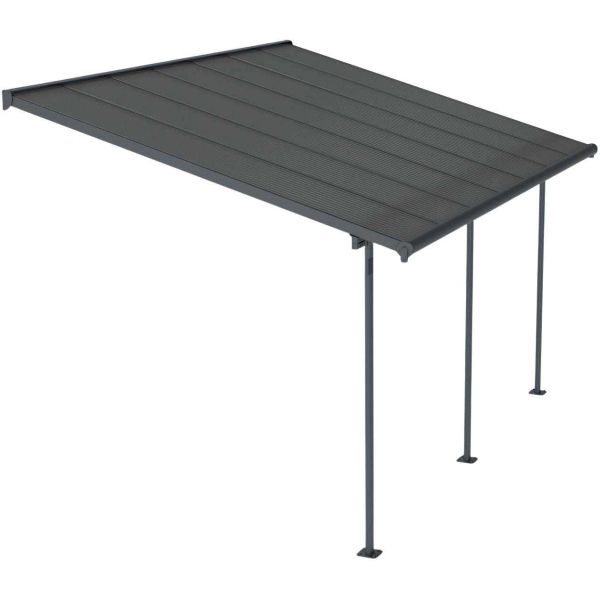 Pergola à adosser en aluminium et polycarbonate gris Capri