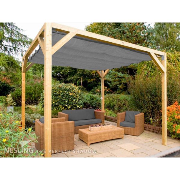 Pergola autoportante bois douglas toile anthracite (3 x 2 m)