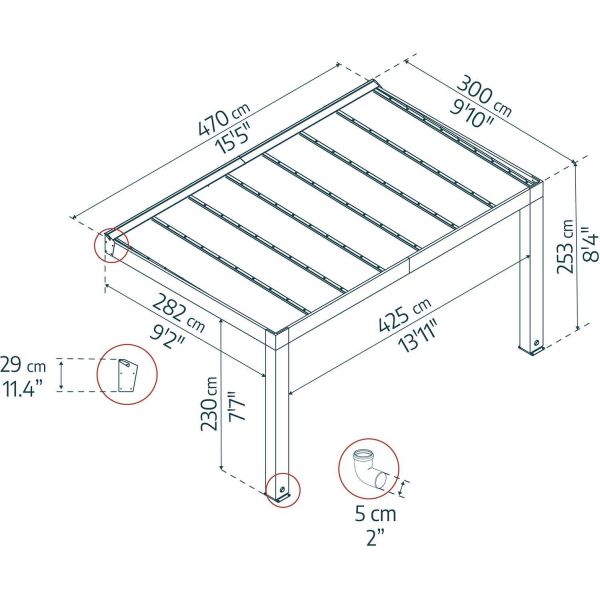 Pergola en bois de cèdre et polycarbonate Helsinki - 4999