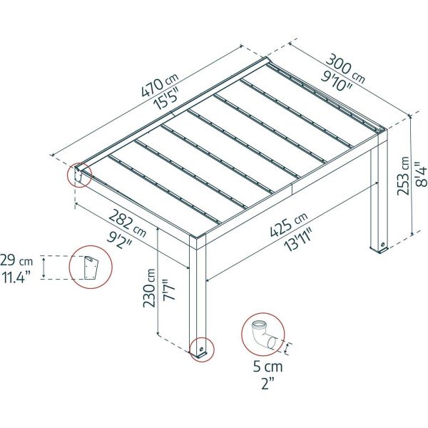 Pergola en bois de cèdre et polycarbonate Helsinki - PAA-0381