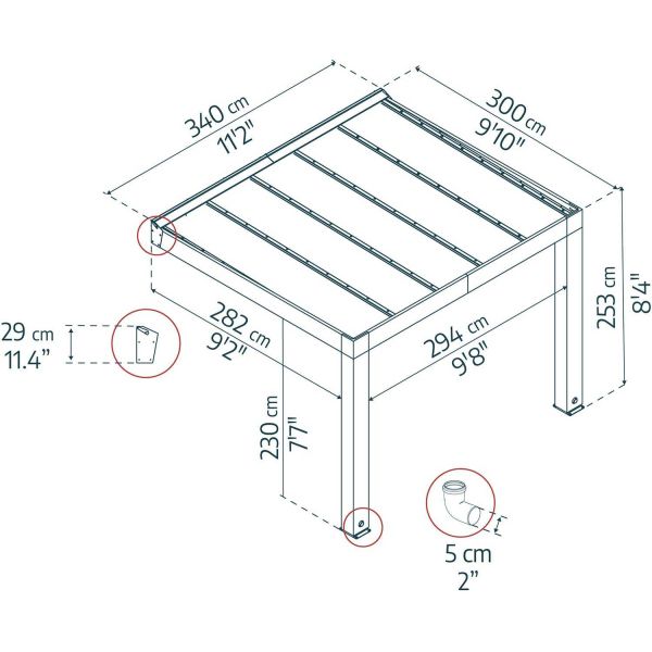 Pergola en bois de cèdre et polycarbonate Helsinki - PAA-0377