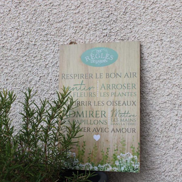 Plaque en bois Règles du jardin 20 x 30 cm - 2,90