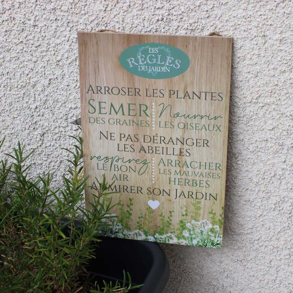 Plaque en bois Règles du jardin 20 x 30 cm - 6