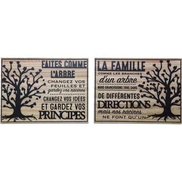 Plaque décorative Arbre de vie et Famille 30 x 40 cm (Lot de 2)