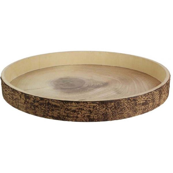 Plateau rond en bois rondin 38 cm