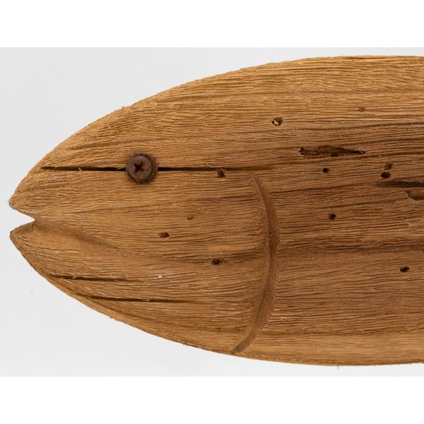 Poisson sur pied en bois recyclé et métal - 5