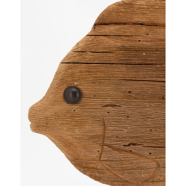 Poisson sur pied en bois recyclé et métal - 5