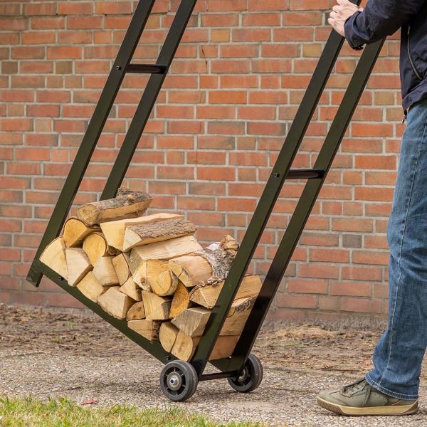 Porte bûches en métal avec 2 roues - 8