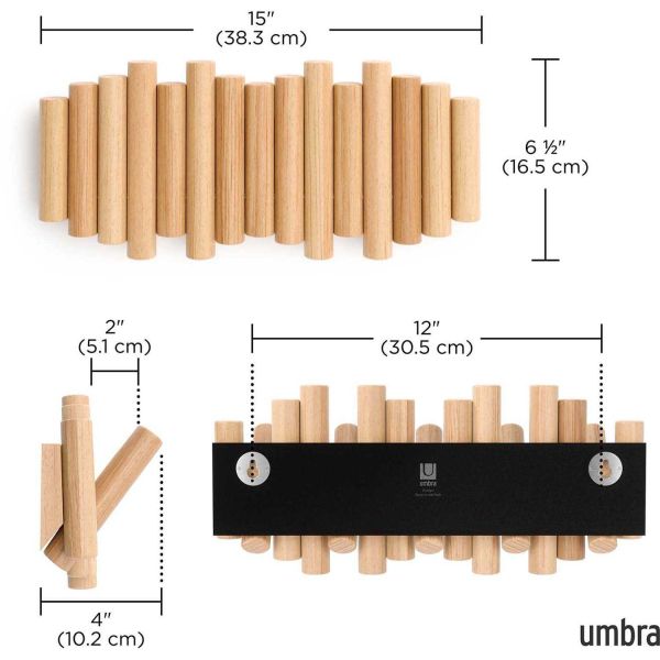 Porte manteau en bois 5 crochets Hook - UMB-0439