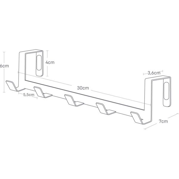 Porte manteau spécial porte 5 patères Rack - YAM-0174