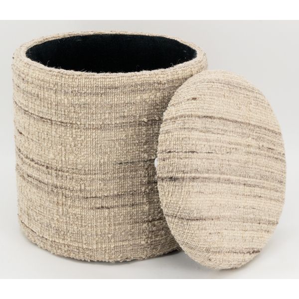 Pouf / coffre bouclette en laine - 5