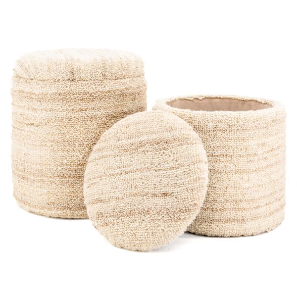 Pouf / coffre en laine bouclette - AUB-6925