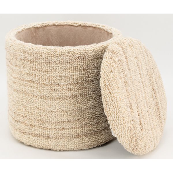 Pouf / coffre en laine bouclette - AUB-6924