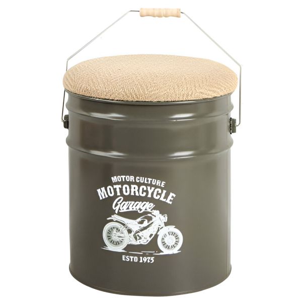 Pouf coffre de rangement en métal Motorcycle