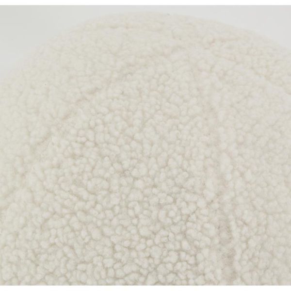 Pouf en tissu bouclettes blanc - AUB-6106