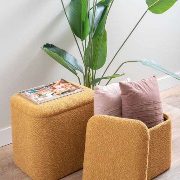 Pouf en tissu bouclette Ada - LEITMOTIV