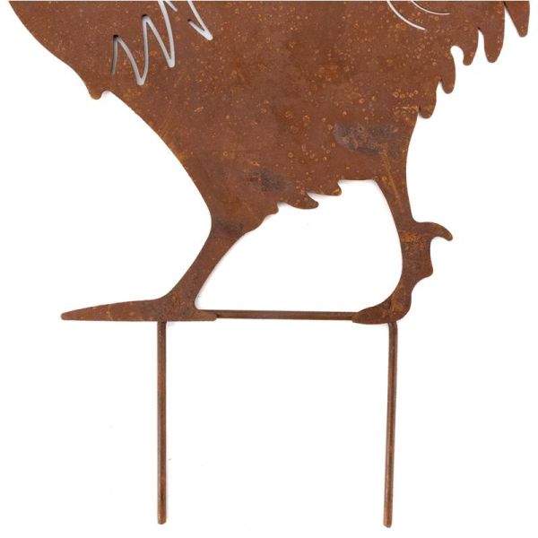 Décors de jardin en métal poule + coq (lot de 2) - AUB-6629