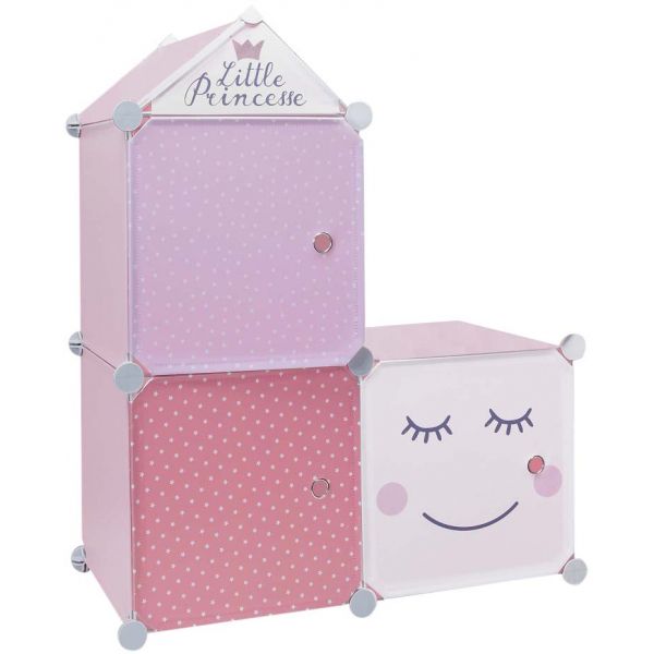 Rangement enfant 3 cubes modulables 30x30 cm (little princesse - rose)