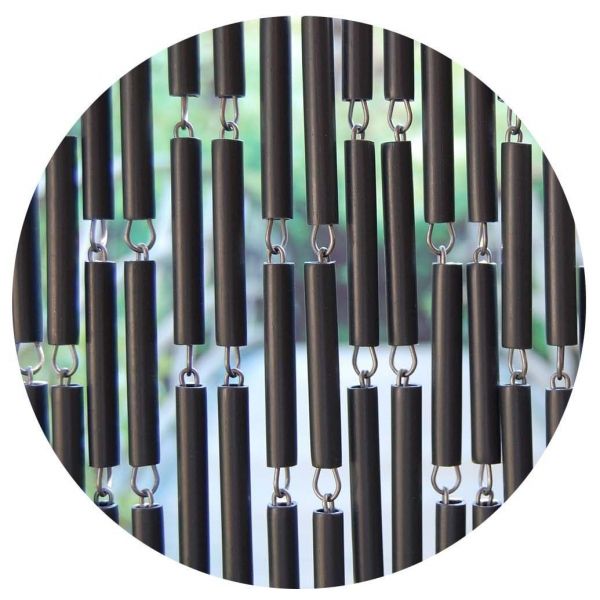 Rideau de porte en polyéthylène anthracite et acier campos (100x230 cm)