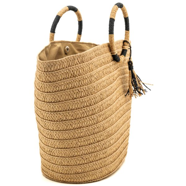 Sac cabas tressé naturel avec anses rondes - 6