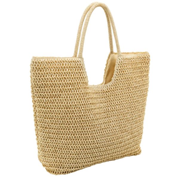 Sac cabas tressé naturel