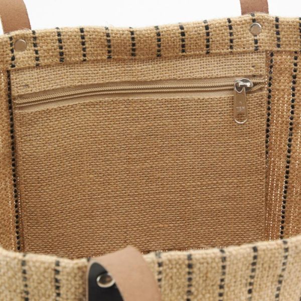 Sac à mains en jute à rayures - AUB-6053