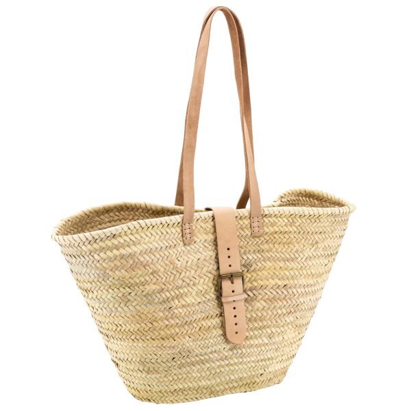 Sac en palmier et cuir beige