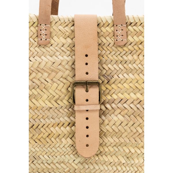 Sac en palmier et cuir beige - AUB-6743