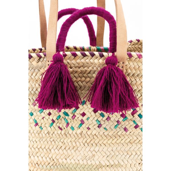 Sac en palmier naturel et coloré - AUB-6715