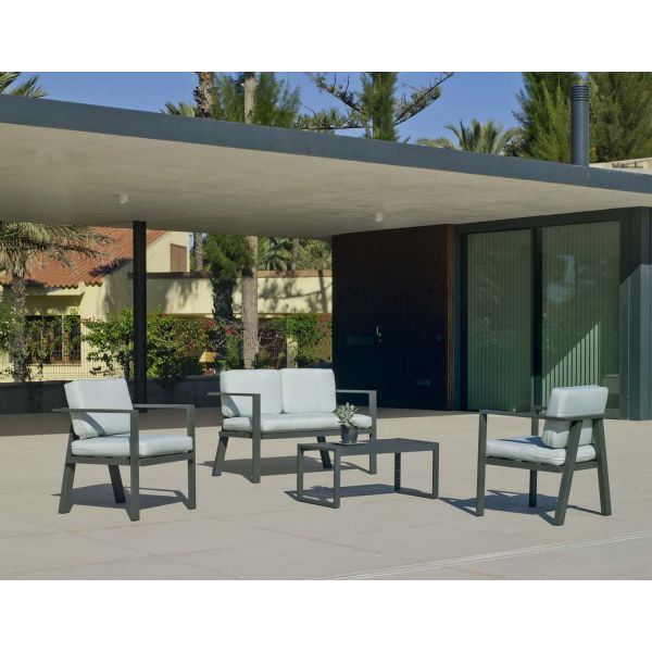 Salon De Jardin En Aluminium 4 Places Awena Gris Anthracite