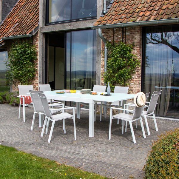 Salon de jardin en aluminium et verre White star