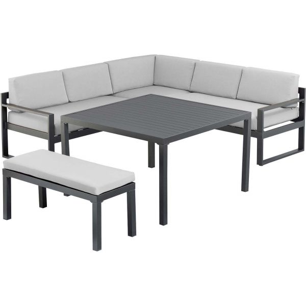 Salon De Jardin Repas En Aluminium Océan Anthracite Gris