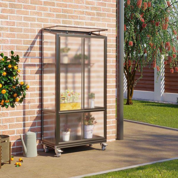 Serre de balcon en polycarbonate 4 mm et aluminium sur roulettes  Polis - VITAVIA