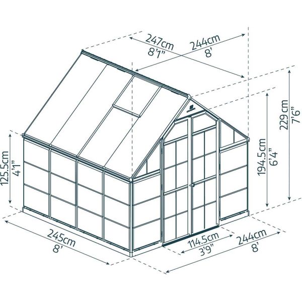 Serre de jardin en aluminium argent et polycarbonate Balance - PAA-0100