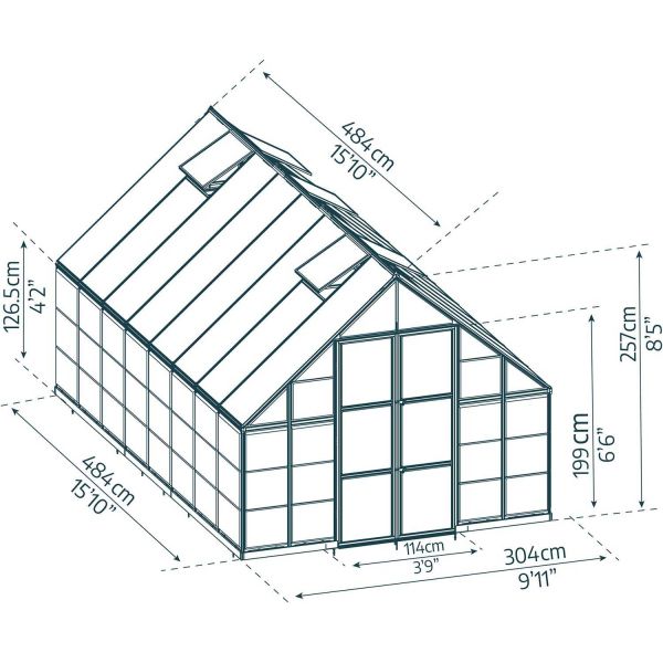 Serre de jardin en aluminium argent et polycarbonate Balance - PAA-0105