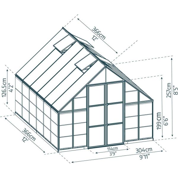 Serre de jardin en aluminium argent et polycarbonate Balance - PAA-0104