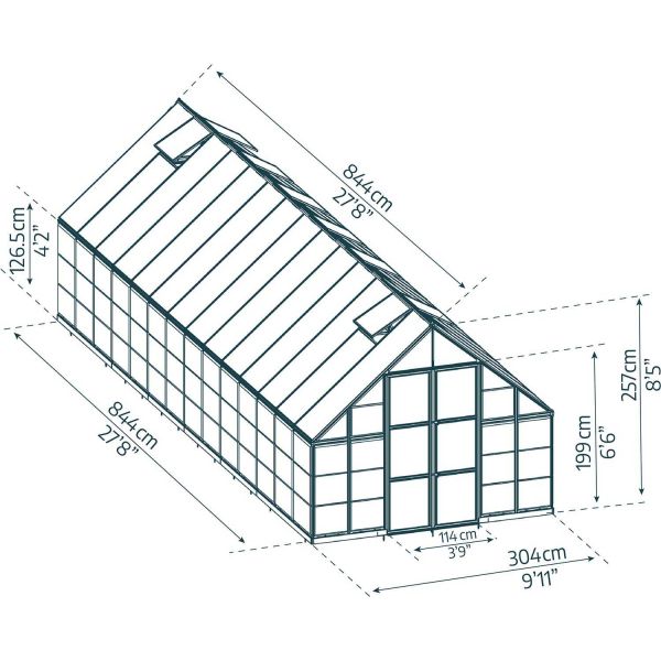 Serre de jardin en aluminium argent et polycarbonate Balance - PAA-0108