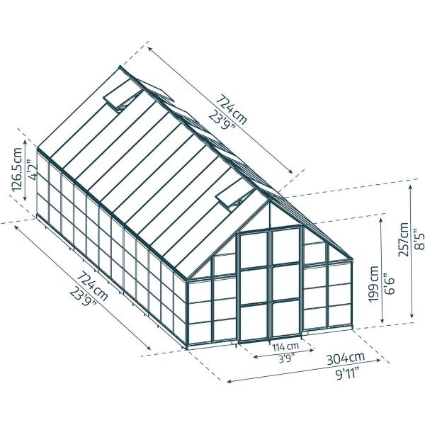 Serre de jardin en aluminium argent et polycarbonate Balance - PAA-0107