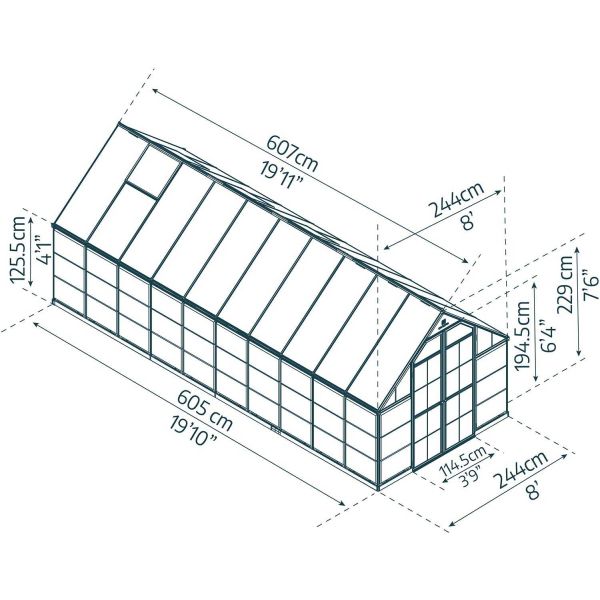 Serre de jardin en aluminium argent et polycarbonate Balance - PAA-0103