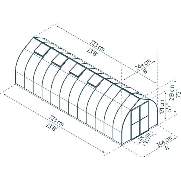 Serre de jardin en aluminium argent et polycarbonate Bella - PAA-0156