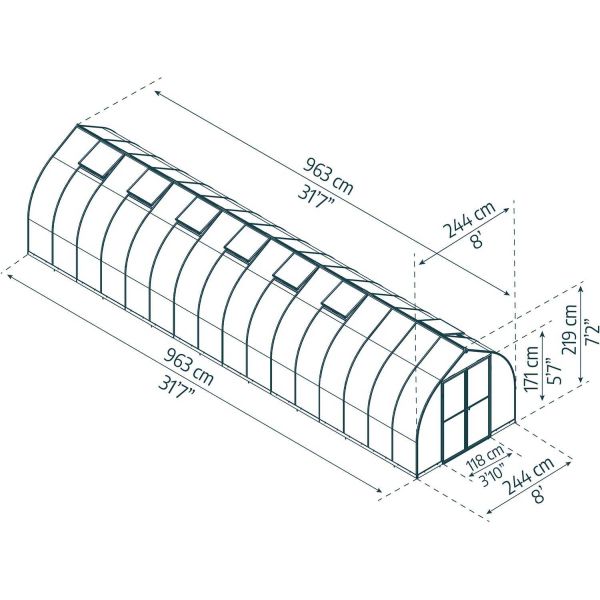 Serre de jardin en aluminium argent et polycarbonate Bella - PAA-0158